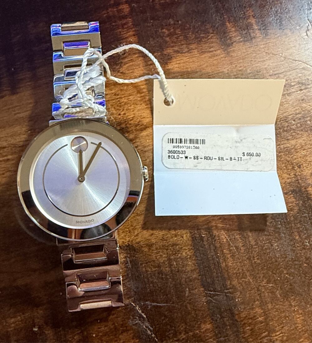 Movado Bold Men's Silver Dial Stainless Steel Quartz Watch 3600533